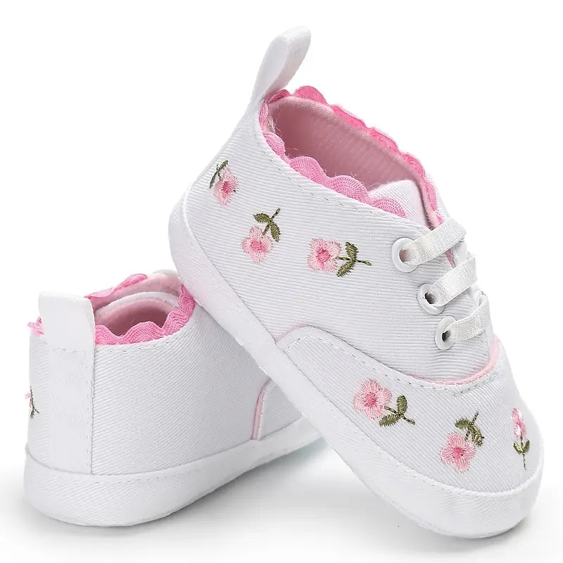 Floral Embroidered Toddler Sneakers | Casual Canvas Slip-On Shoes for Boys & Girls