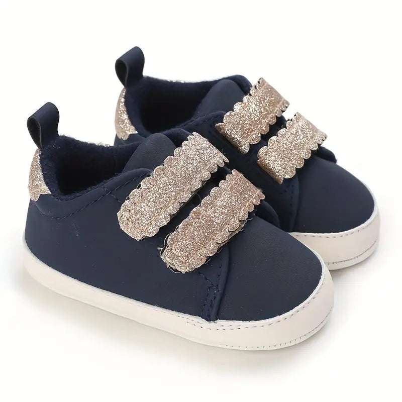 Floral Low-Top Sneakers for Girls | PU Upper, Flat Sole, Adjustable Strap for Toddlers