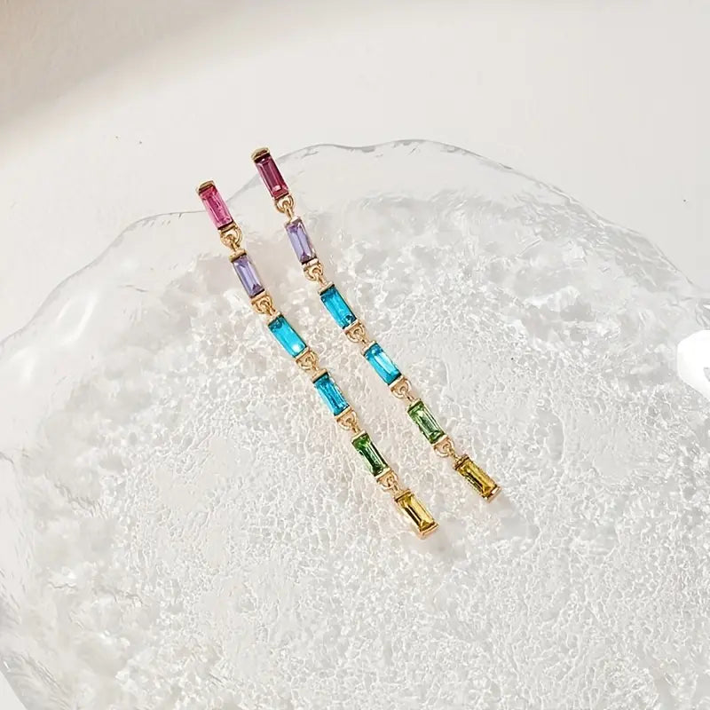 Bohemian lange oorbellen – glanzende ingelegde legering sieraden trendy vakantie oorversieringen