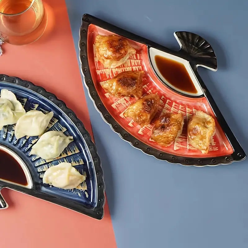 1pc Japanese Fan Shaped Ceramic Plate