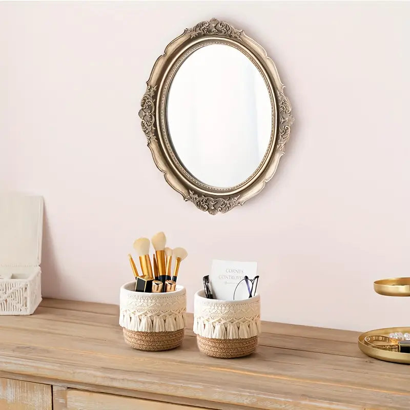 Woven Storage Basket - Desktop Organizer, Cosmetics & Accessories