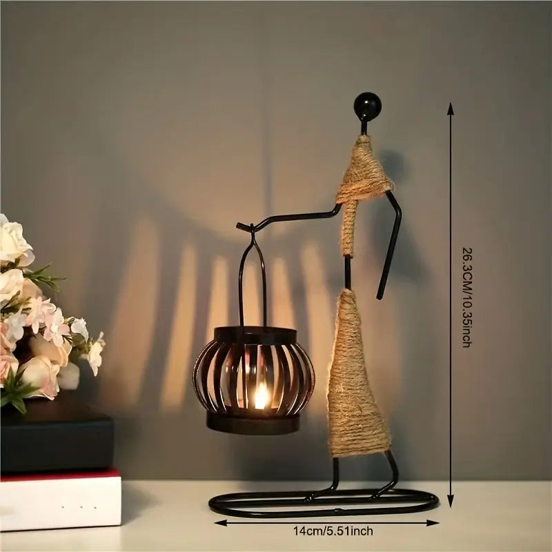 1pc Metal Shaped Candle Holder With A Lady Character Design