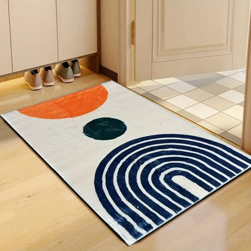 Geometric Bath Mat: Soft Microfiber, Non-Slip, Machine Washable