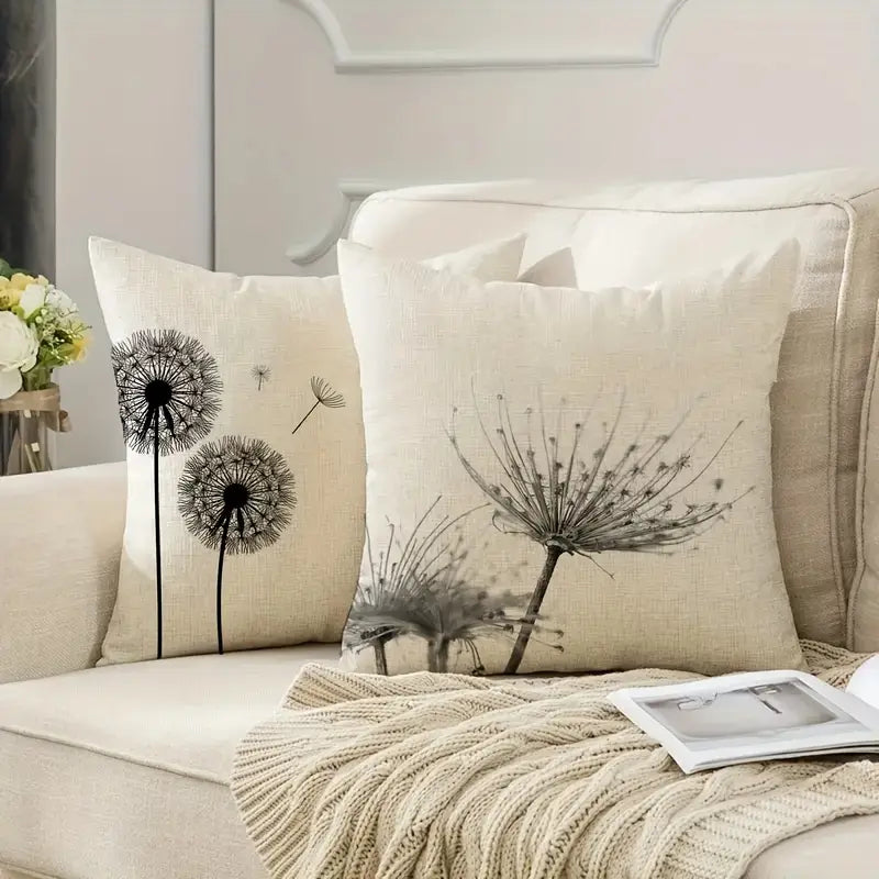 Lot de 2 housses de coussin décoratives à imprimé pissenlit pour la maison