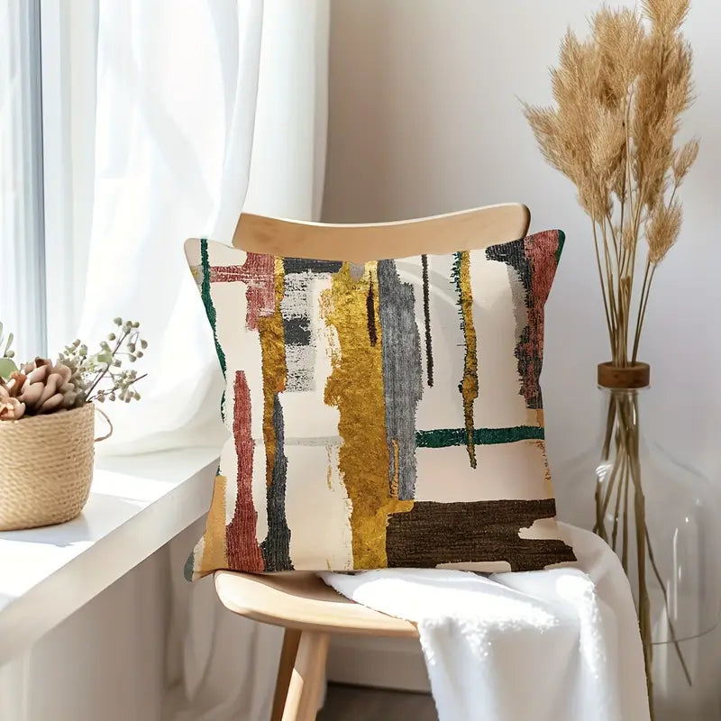 Boho Geometric Throw Pillow Covers 18x18 - Modern Abstract Decor