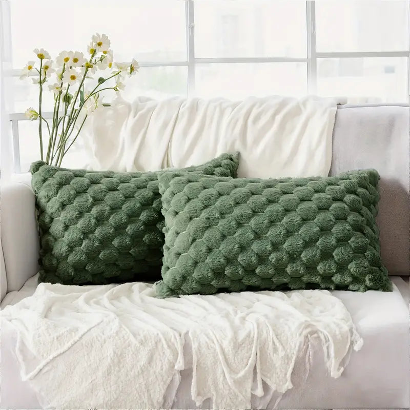 Lot de 2 housses de coussin style bohème chic – Douces et moelleuses, style ferme, pour canapé et chambre