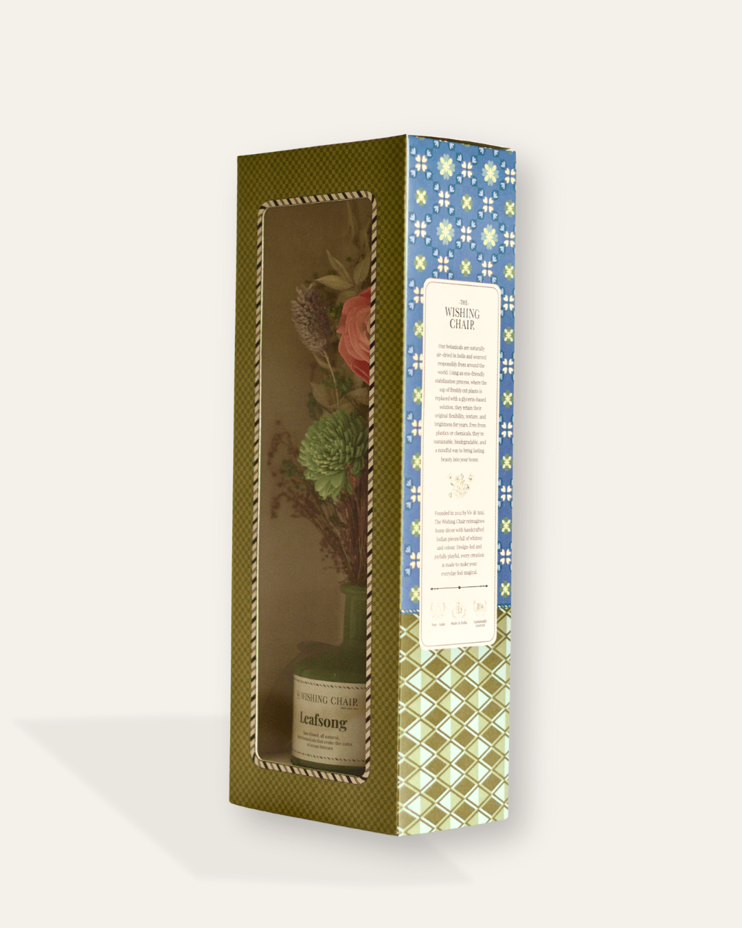 Dream Botanique Glass Vase with Botanical Flowers- Leaf Song
