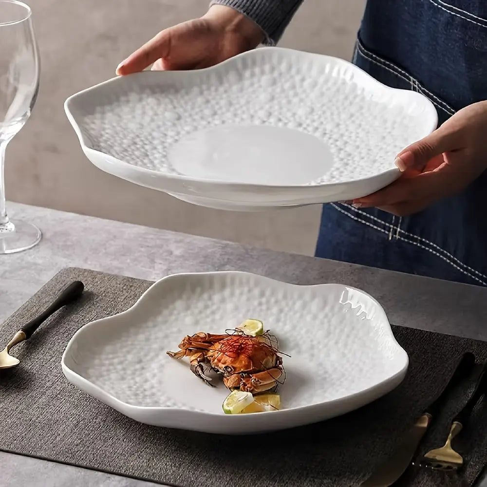 1 stuk uniek keramisch dinerbord - onregelmatig Frans foie gras-ontwerp