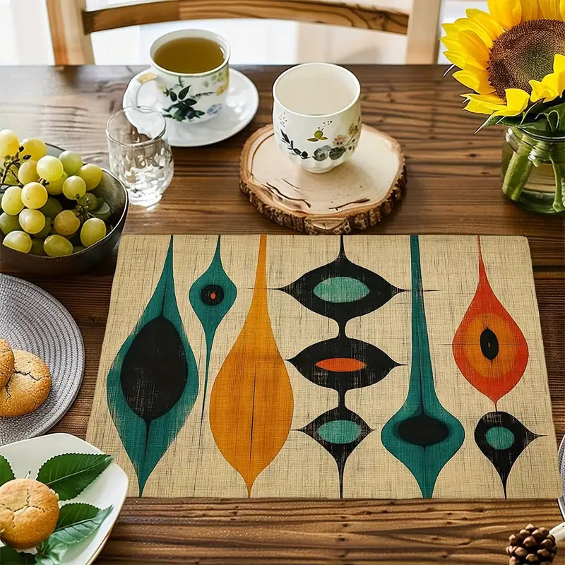 4/6pcs Placemat Set with Geometric Patterns