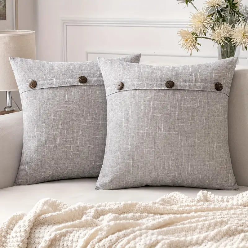 Housse de coussin vintage à trois boutons – Lavage à la main uniquement, tissu en polyester tissé (1 pièce, sans insert)