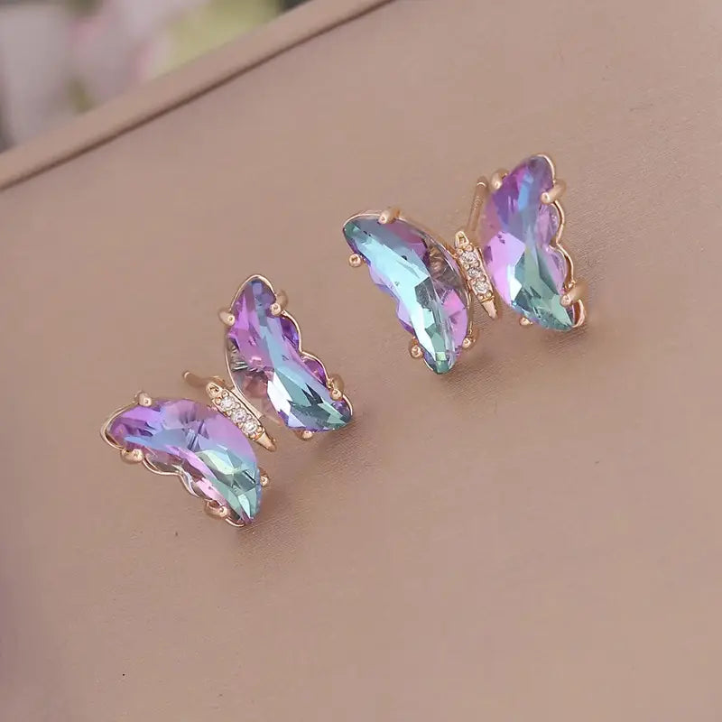 Multi-Colored Butterfly Earrings – Y2K Gradient Jewelry Birthday & Holiday Gift Set (2-12 Pcs)