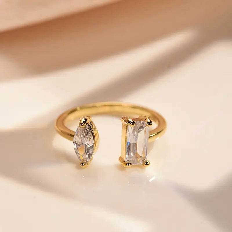 Adjustable CZ Ring - Geometric Women's Fashion Jewelry