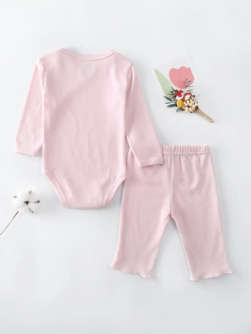 Ensemble 2 pièces en coton pour nouveau-né | Body et pantalon – Tissu en maille extensible