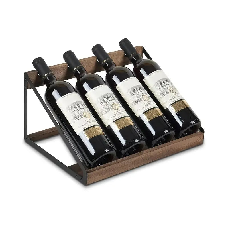 Trapezoidal Wooden Wine Rack – 4-Bottle Retro Hanging Holder for Kitchen