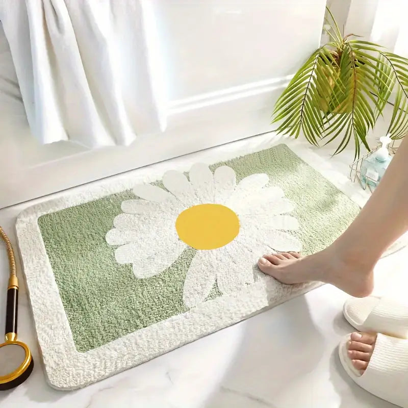 Daisy Bath Mat: Soft, Absorbent, Non-Slip, Machine Washable