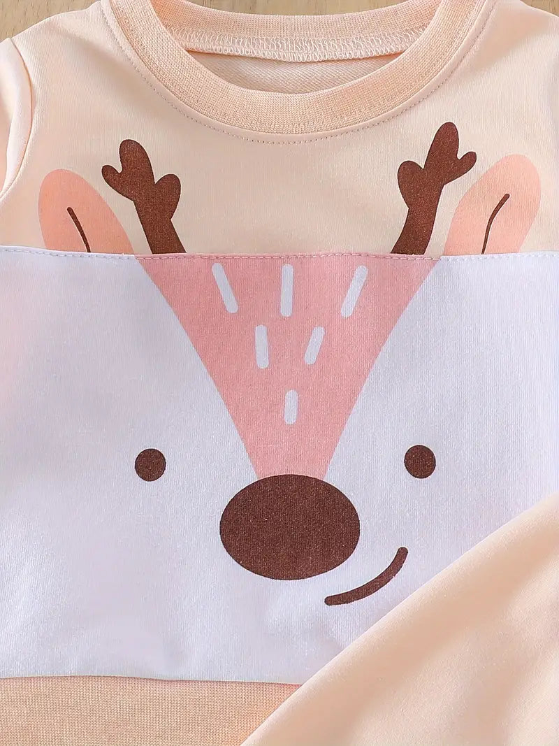 Set van katoenen broek met hertenprint en lange mouwen | Gezellige babykleding