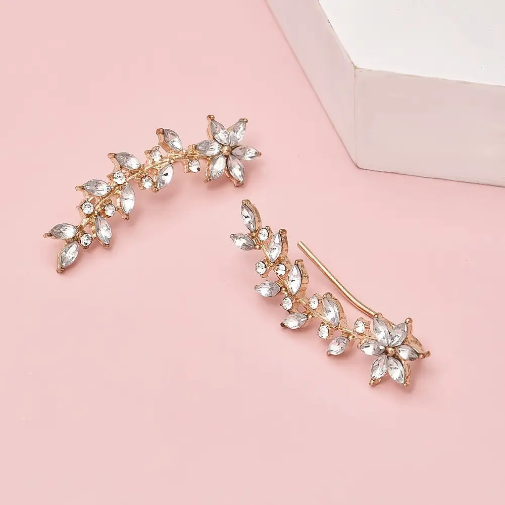 Leaf Branches Dangle Stud Clip Ear Jewelry For Women