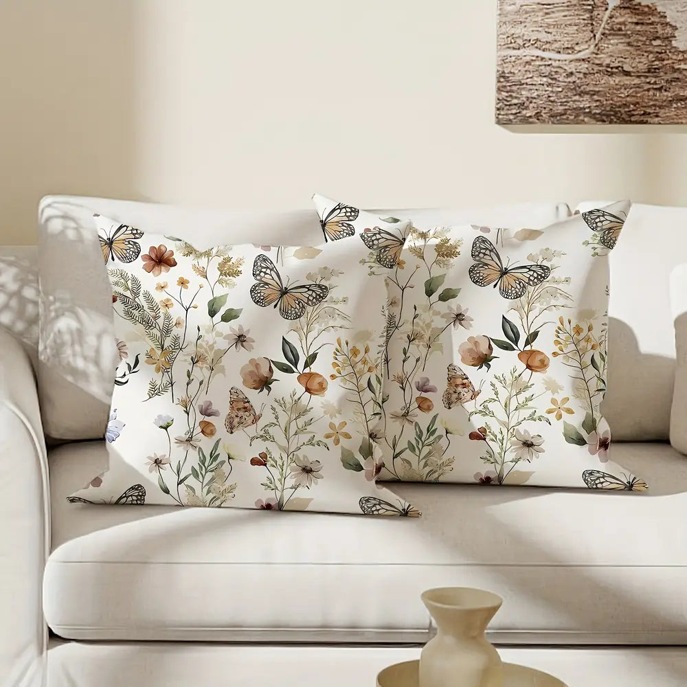 Taie d'oreiller courte en peluche verte papillon, 2 pièces, 45,72 x 45,72 cm