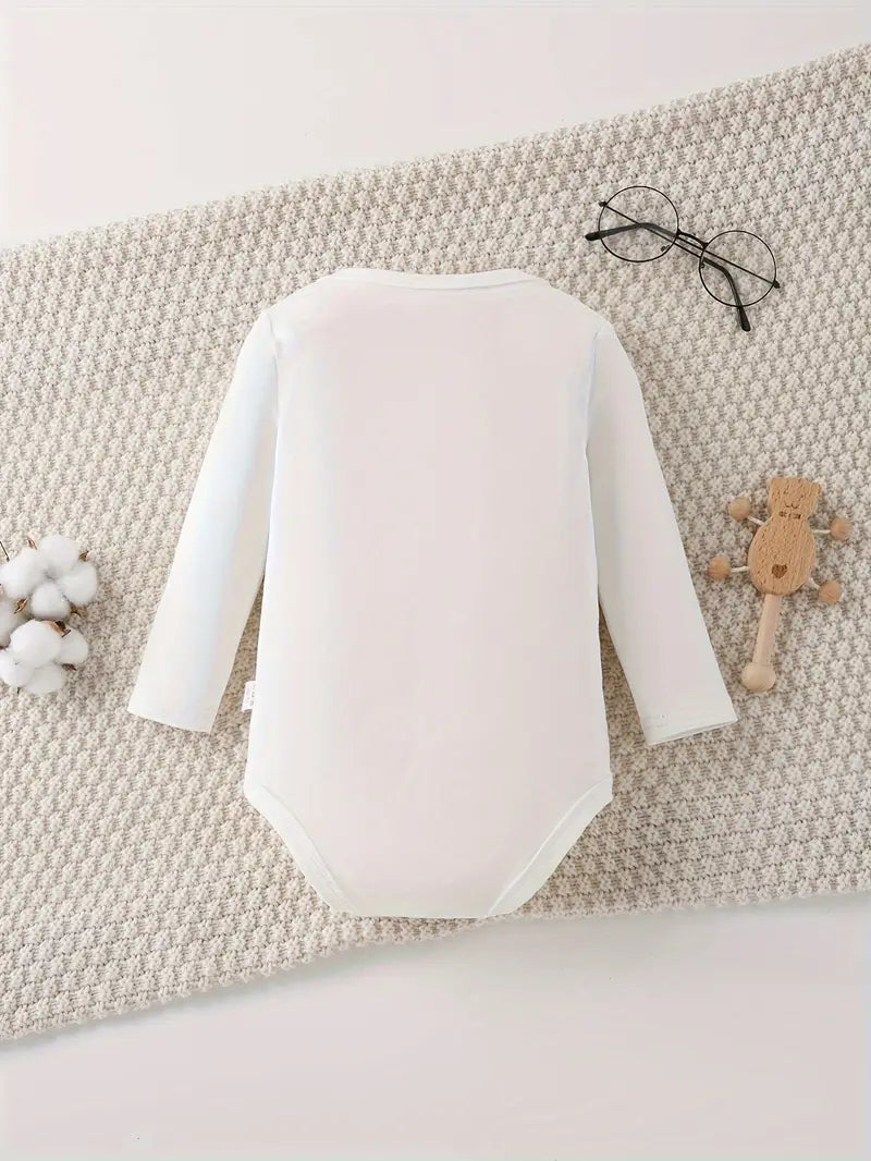 Body bébé en coton à manches longues | Barboteuse lavable en machine à imprimé lettres amusantes