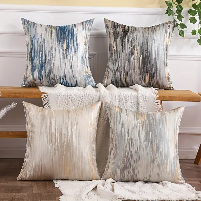 Lot de 2 housses de coussin décoratives à rayures jacquard