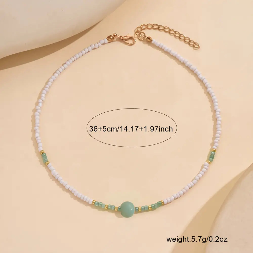 Elegant Glass Bead Necklace for Women, Simple Classic Style, Choker Length