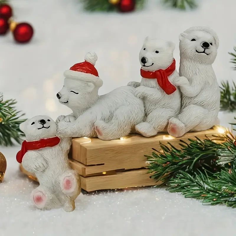 Polar Bear Resin Figurine - Holiday Decor Indoor/Outdoor