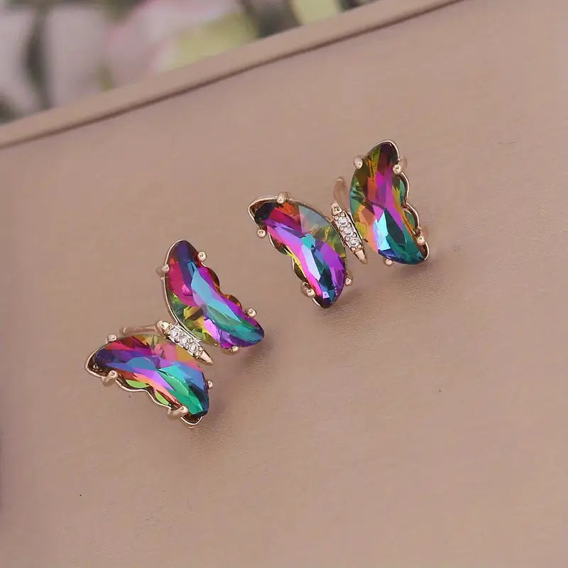 Multi-Colored Butterfly Earrings – Y2K Gradient Jewelry Birthday & Holiday Gift Set (2-12 Pcs)
