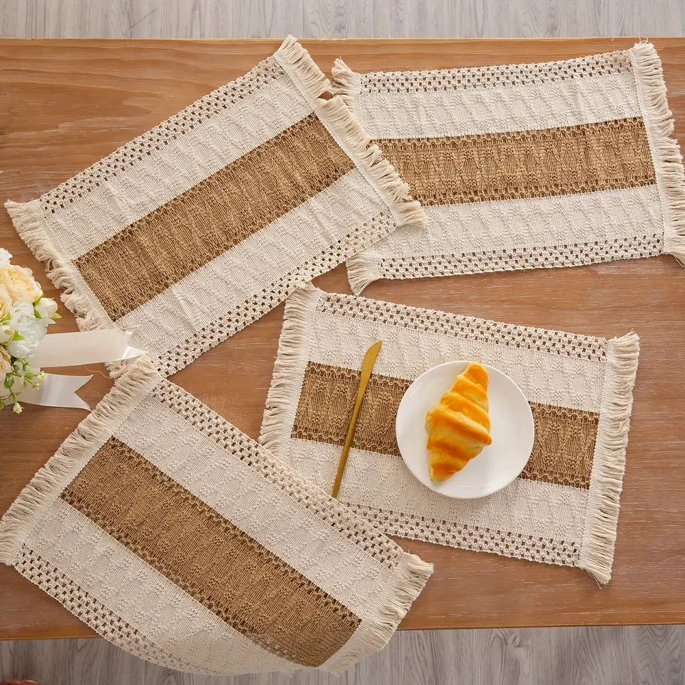 4/6pcs Boho Style Table Mats, Light Luxury Table Pads