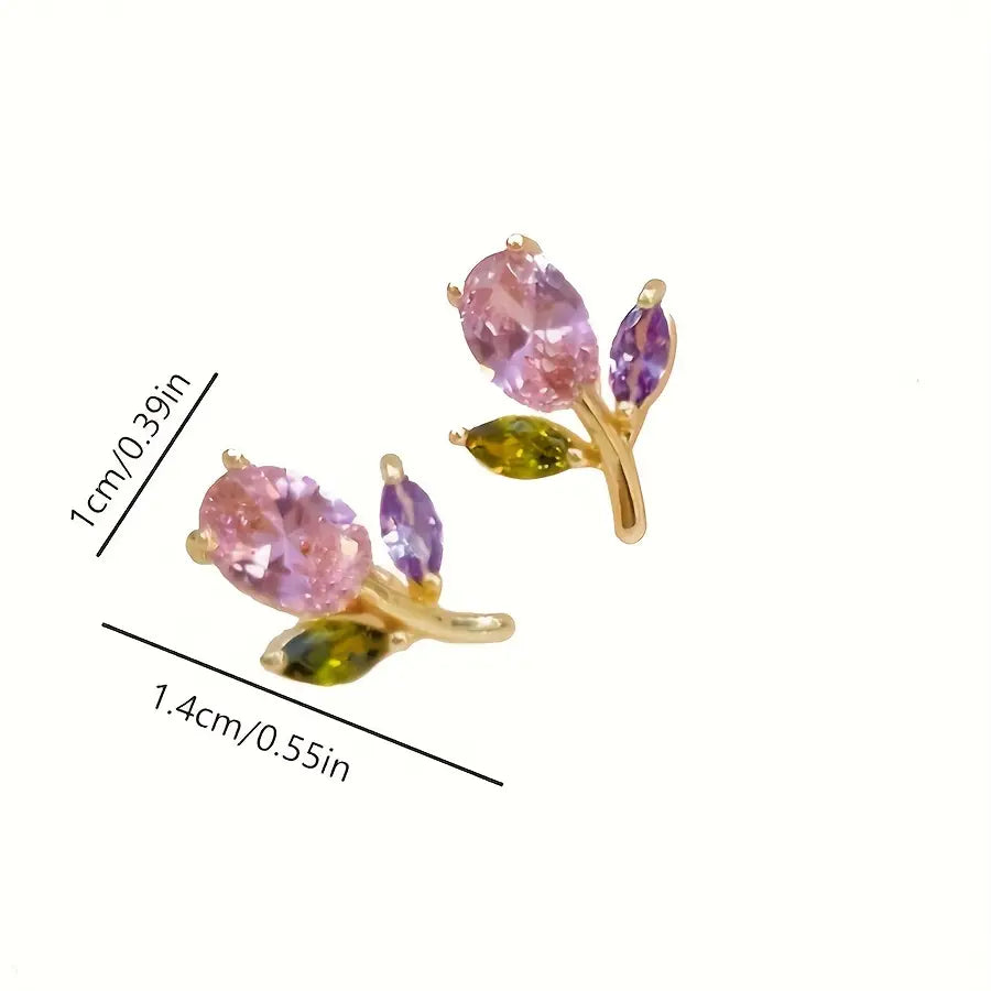2pcs Colorful Tulip Gem Earrings