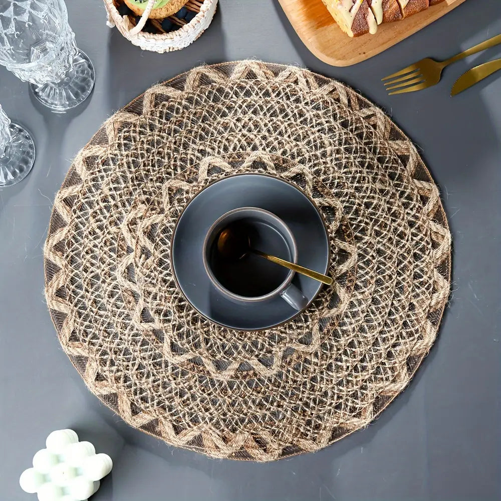 4pcs Set of Bohemian Style Woven Jute Placemats