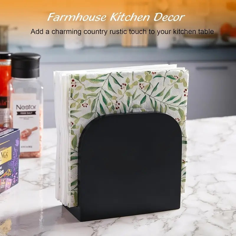 Wooden Napkin Holder - Freestanding Rectangular Tabletop Organizer