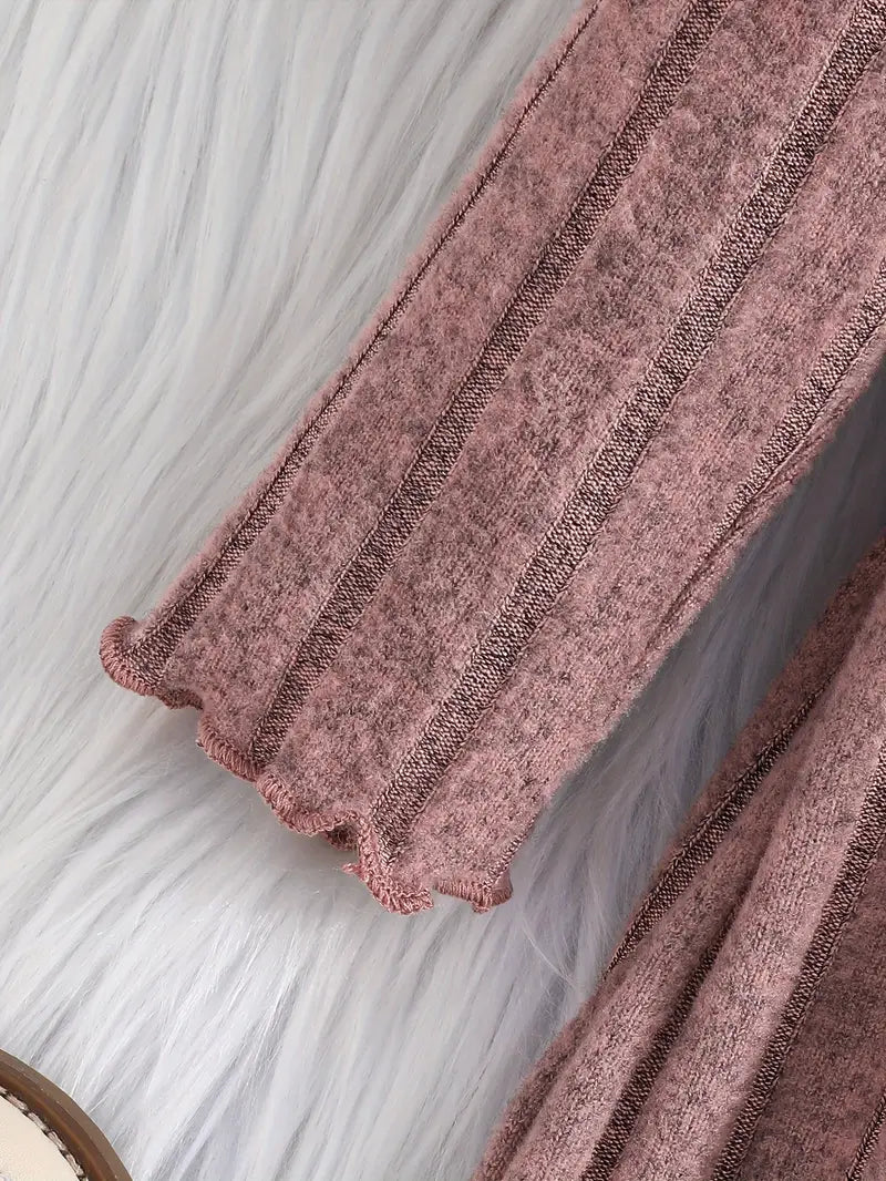 Robe rayée à manches longues avec volants et sac assorti | Tenue élégante pour fille