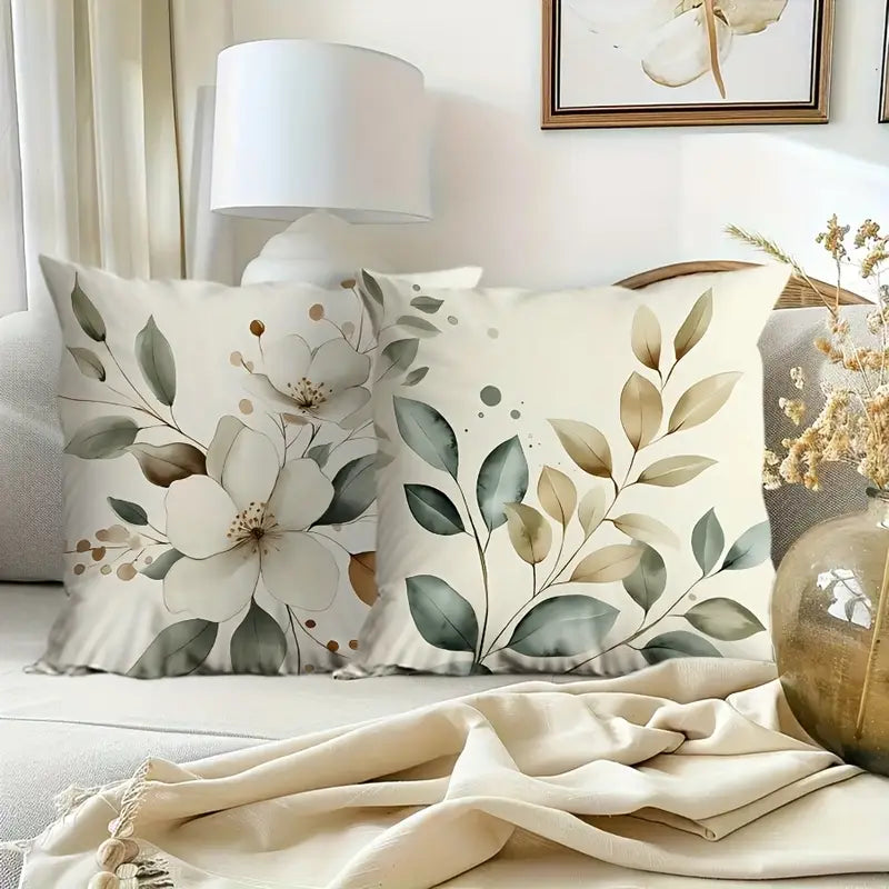 4PCS Spring Nature Leaf Pillow Covers – Machine Washable Cushion Cases for Home & Living Room