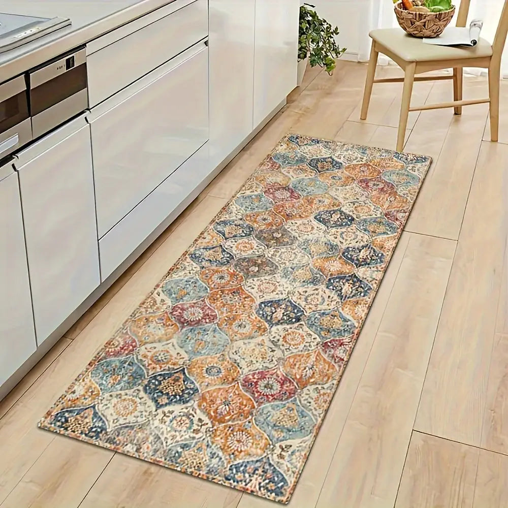 1pc Bohemian Moroccan Print Kitchen Rug