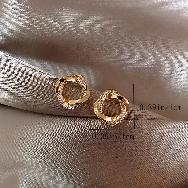 Elegante Twist-oorbellen – Goudkleurige legering met roestvrijstalen staafjes – Modesieraden (1 paar)