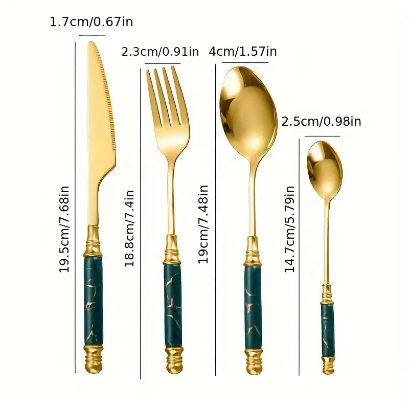 Stainless Steel Cutlery Set - Ceramic Handle, 24 Piece