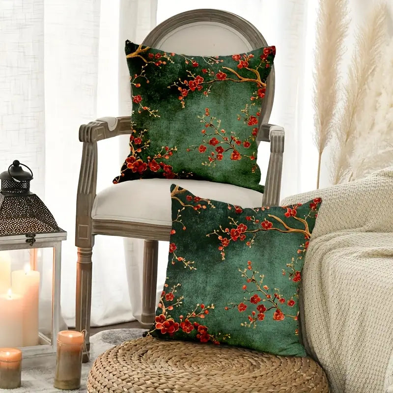 Jade Plum Pillow Covers 45x45cm - Plush Sofa Decor Washable
