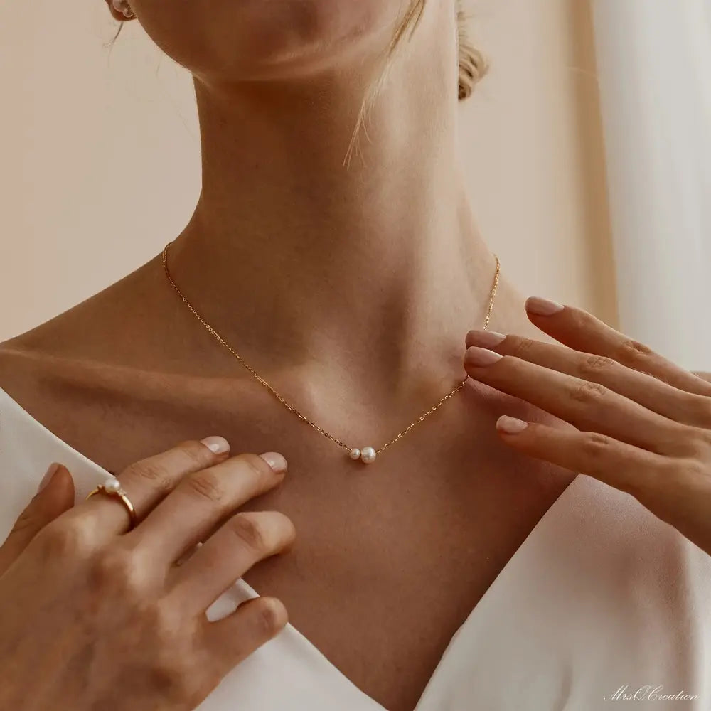 Copper Pendant Necklace with Single Pearl Charm for Women
