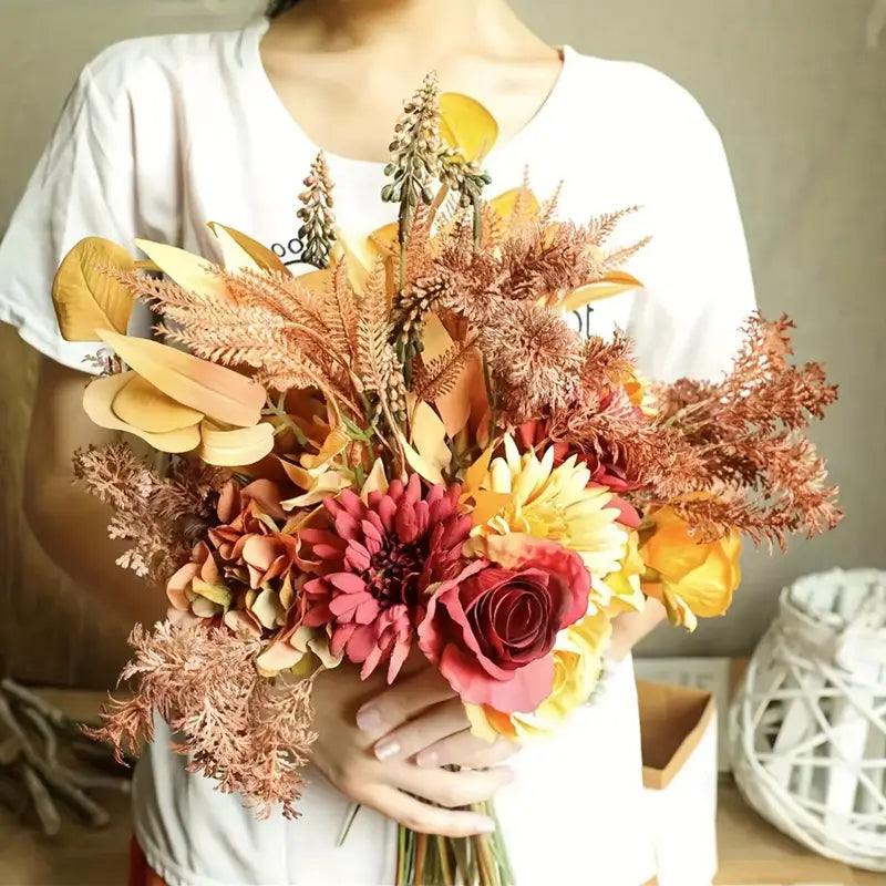 Bouquet de fleurs en soie vintage – Centre de table pour Noël et occasions spéciales