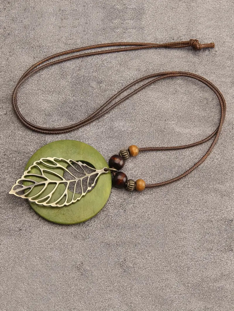 Bohemian Pendant Necklace – Antique Bronze Hollow & Wooden Beads Valentine’s Gift for Couples