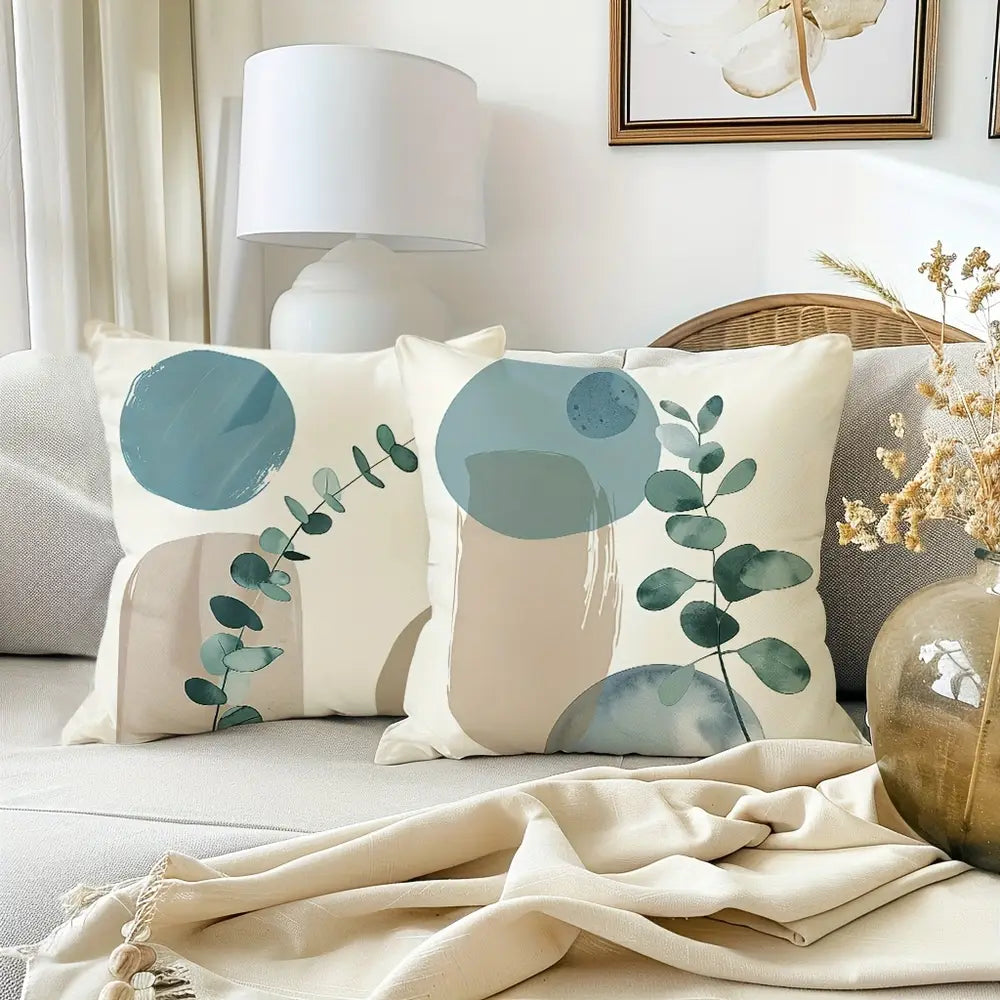 Ensemble de 4 housses de coussin géométriques en eucalyptus bohème chic 18 x 18 po
