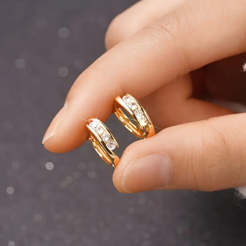 Elegant Hoop Earrings – 18K Gold Plated with Zircon Delicate & Timeless Jewelry for Women