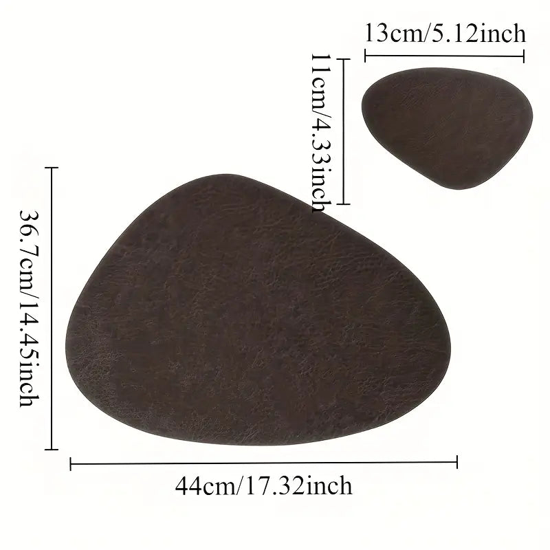 Leather Table Mats and Coasters Set - Waterproof Heat Resistant 8pcs Set