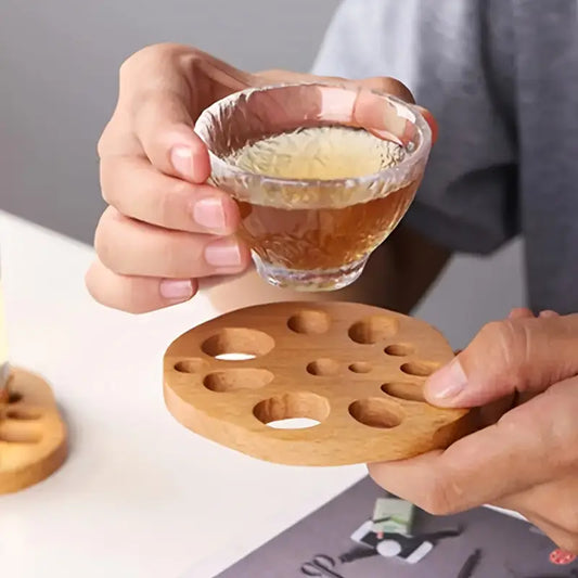 Lot de 4 sous-verres en bois en forme de lotus