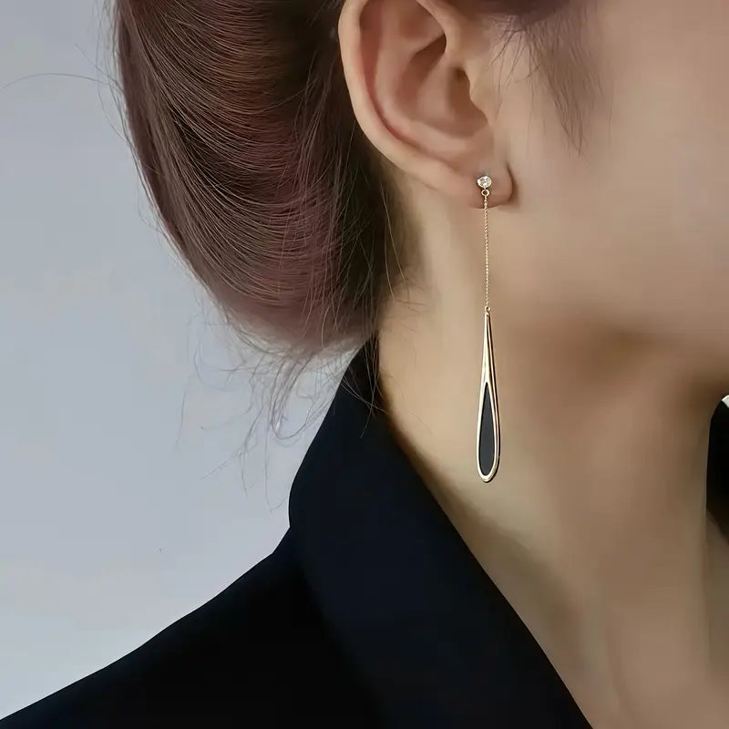 Golden Teardrop Tassel Earrings - Hypoallergenic Stainless Steel