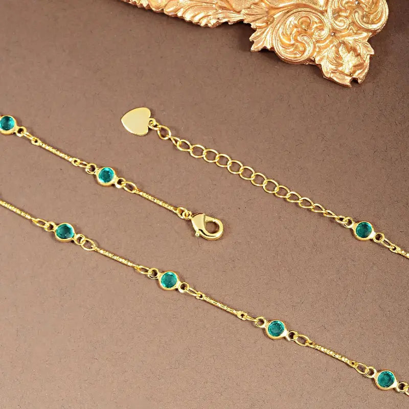 Turquoise Necklace Blue Zirconia Bead Chain Elegant Jewelry