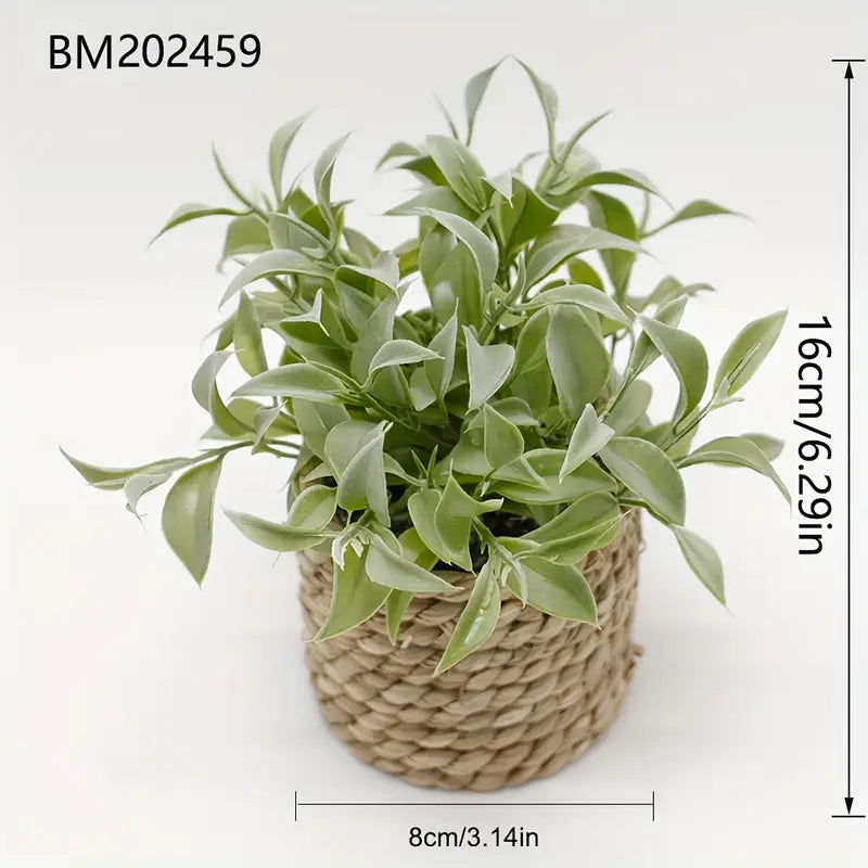 Mini plante artificielle en pot – Décoration d'intérieur et d'extérieur en corde tressée