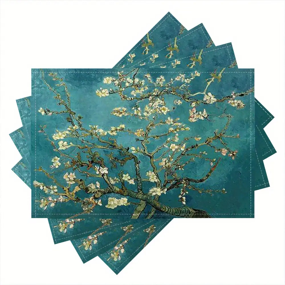 4 stuks placemats met amandelbloesemmotief van Vincent Van Gogh
