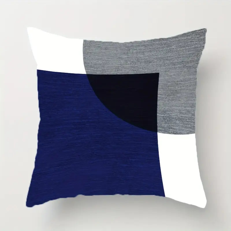 Lot de 4 housses de coussin bleues à motifs géométriques bleu marine, noir et blanc pour canapé et lit