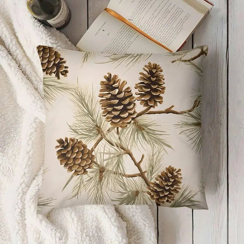 Pine Cone Throw Pillow Covers - Modern Sofa Decor Polyester, Washable